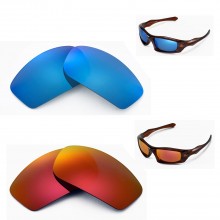 Walleva Fire Red + Ice Blue Polarized Replacement Lenses for Oakley Monster Pup Sunglasses